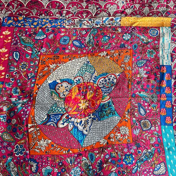 Hermes Paris Scarf Shawl Wrap Red Multicolored Bird Print Cashmere Silk Blend - Picture 3 of 11